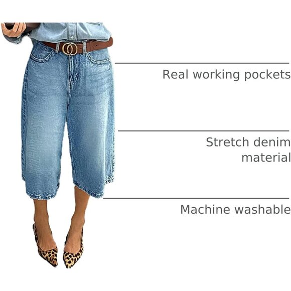 Women's High Waist Vintage Wash Denim Jeans Button Fly Casual Pants - Picture 4 of 6